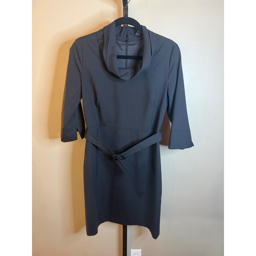 Banana Republic Womens Grey Wool Blend Cowl Neck Belted Sheath Dress Size 6